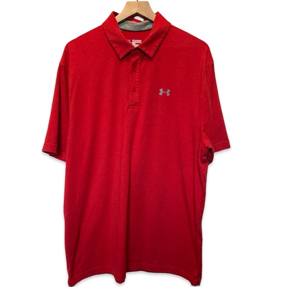 Men’s Under Armour Heat Gear Loose Fit Red Golf Polo Size XXL - Picture 1 of 5